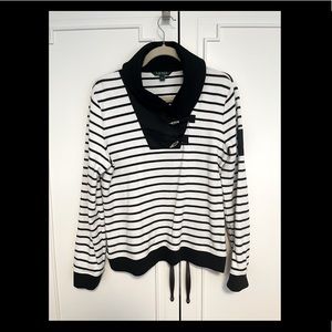 Lauren Ralph Lauren black and white sweater, toggle clasps size L